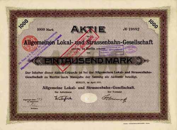 Altes deutsches Wertpapier mit gedrucktem Text und numerischen Figuren.