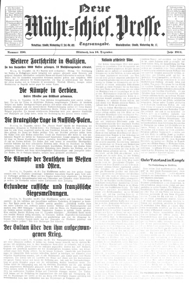 Titelseite einer deutschen Zeitung von 1914 mit der Überschrift "Deutsches Reichstag, Vol 1, No 1" und einem Schwarz-Weiß-Porträt eines Mannes in Anzug und Krawatte.