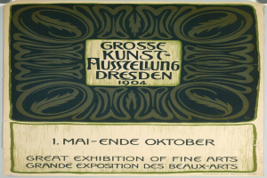Plakat für die Große Kunstausstellung der Schönen Künste in Dresden, Deutschland, 1904, mit fettem Text, der das Ereignis ankündigt.