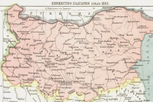 Eine historische Karte der Ukraine aus dem Jahr 1885, die die Grenzen des russischen Reichs zeigt, mit Text und numerischen Daten annotiert.